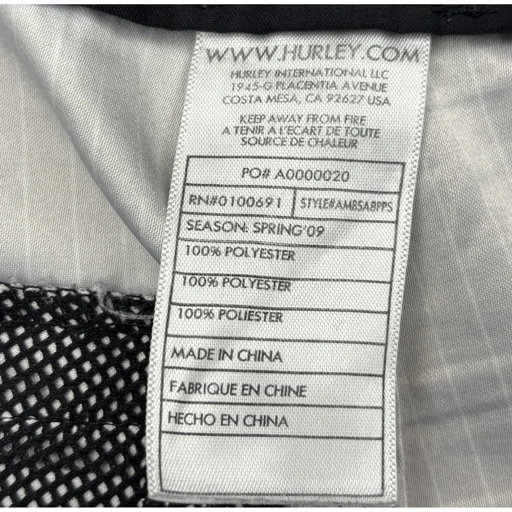 Hurley Pinstripe Board Shorts Mens 30 Black Large Embroidered Logo Surf Trunks